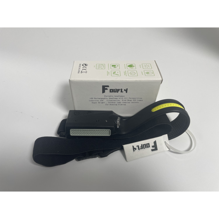 FOUFLY Rechargeable LED Headlamp: 230° Induction, 350 Lumen Brightness, 5 Modes - Ideal for Camping, Hiking, Cycling