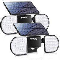 TLTLTL 2Pcs Solar Lights Outdoor, 56LED Motion Sensor Security Lights IP65 Waterproof Solar Flood Lights 360° Adjustable Double-Head Spotlights